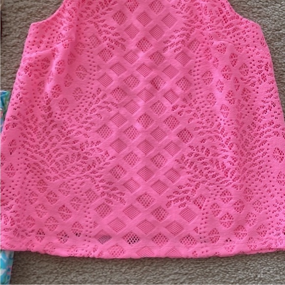 Lilly Pulitzer Rayanne Top Pelican Pink Pineapple Geo Lace - Picture 4 of 7